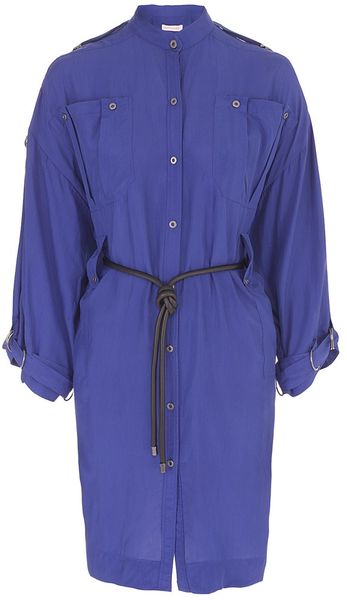 Matthew Williamson Washed Silk Safari Dress in Blue - Lyst