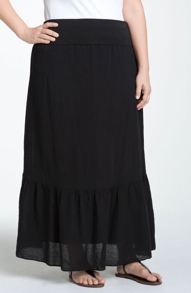 Splendid Ruffle Hem Maxi Skirt in Black - Lyst
