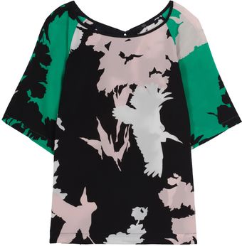 Tibi Raglan Sleeve Fern Print Top - Lyst