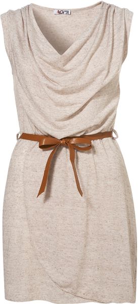 Topshop Belted Wrap Dress By Wal G in Beige - Lyst