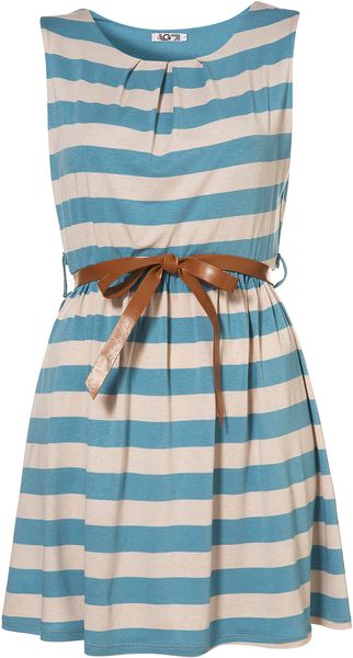 Topshop Stripe Belted Dress By Wal G - Lyst