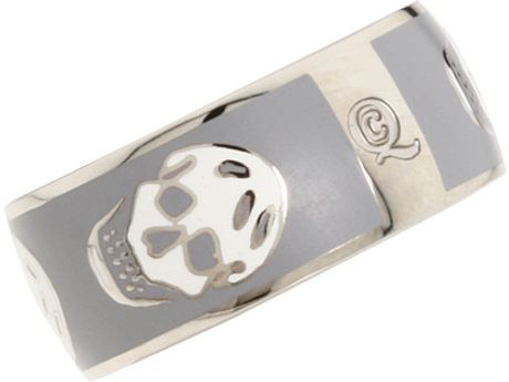Alexander Mcqueen Medium Enamel Skull Ring in Blue (o) - Lyst
