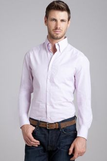 Brunello Cucinelli Lilac Pinstripe Cotton Button Down Shirt - Lyst