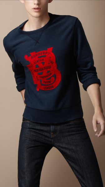 Burberry Felted Byp Logo Sweater in Blue for Men (navy) - Lyst