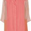 Chloé Color Block Silk Crepe And Georgette Blouse in Pink - Lyst