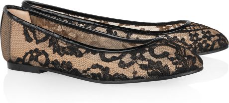 black lace ballet flats