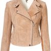 Topshop Perforated Suede Biker Jacket in Orange (nude) - Lyst