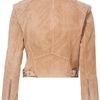 Topshop Perforated Suede Biker Jacket in Orange (nude) - Lyst
