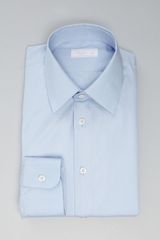 Prada Sky Cotton Point Collar Button Front Shirt