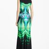 Roberto Cavalli Geometric Print Jersey Gown in Black (black green) - Lyst
