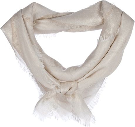 Alexander Mcqueen Frayed Edge Scarf in Gold (white) - Lyst
