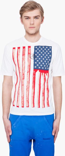 Dsquared2 Hetero Stars Stripes Tshirt in White for Men - Lyst
