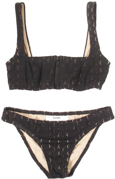 Lover Black Lace Square Neck Bikini in Black - Lyst