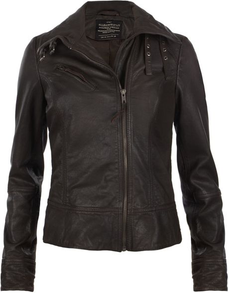Allsaints Belvedere Leather Jacket in Brown (bitter) - Lyst