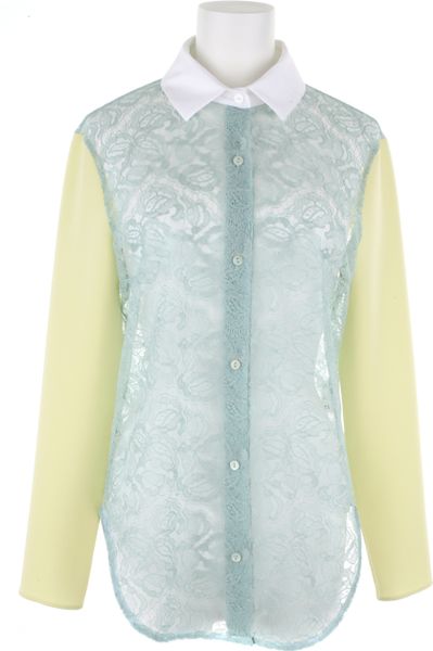 Carven  Lace Blouse  in Blue (green) - Lyst