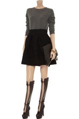 Halston Split-Front Leather Knee Boots