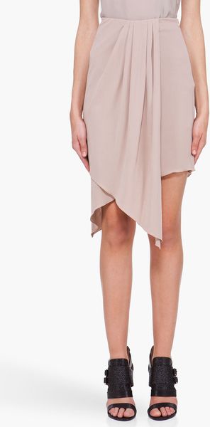 Hussein Chalayan Taupe Silk Trimmed Drape Skirt in Purple (taupe) - Lyst