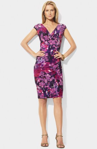  Floral Jersey Sheath Dress 