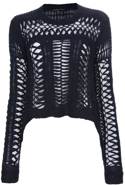 Theyskens' Theory Loose Knit Sweater in Blue (navy) - Lyst