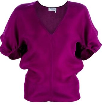 Yves Saint Laurent Silk Vneck Top - Lyst
