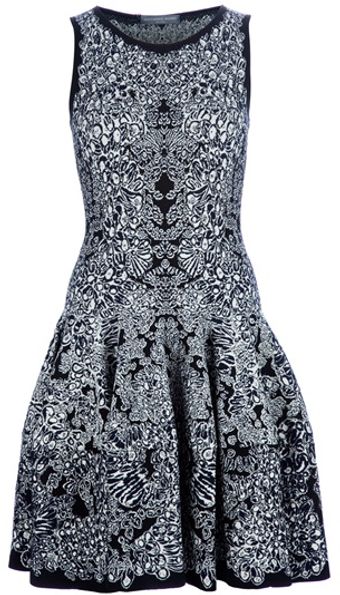 Alexander McQueen Printed Skater Dress - Lyst