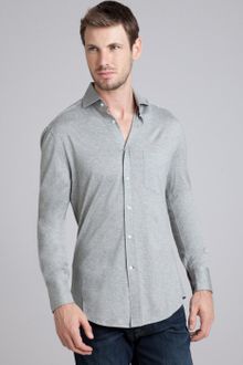 Brunello Cucinelli  Jersey Button Front Shirt - Lyst