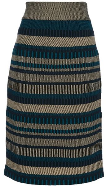 Burberry Prorsum Striped Pencil Skirt in Blue - Lyst