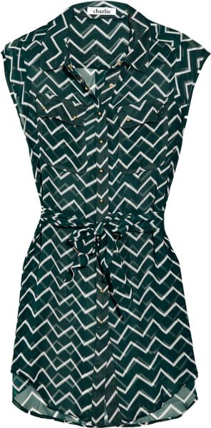 Charlie By Matthew Zink Charlie Silkgeorgette Shirt Dress in Blue (teal) - Lyst