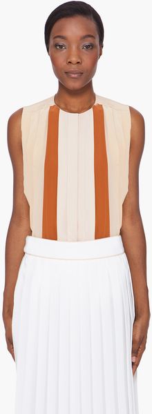  Beige Pleated Silk Tank Top 