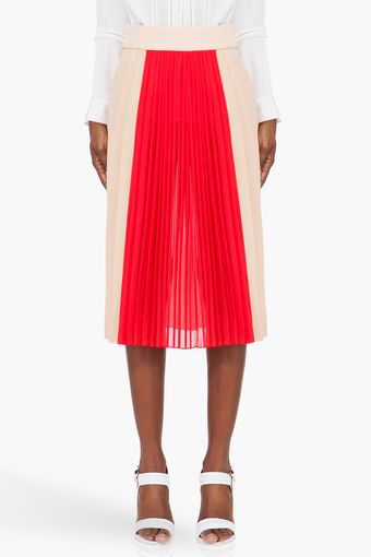Chloé Blush Red Pleated Silk Skirt - Lyst