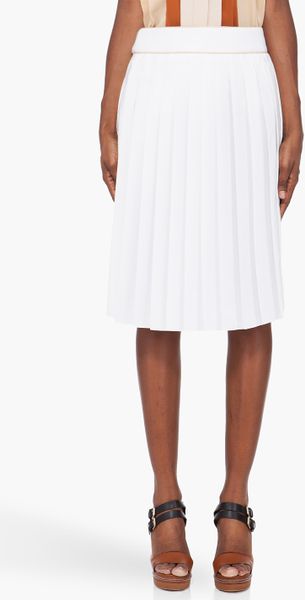 Chloé Milk White Pleated Silk Skirt in White - Lyst