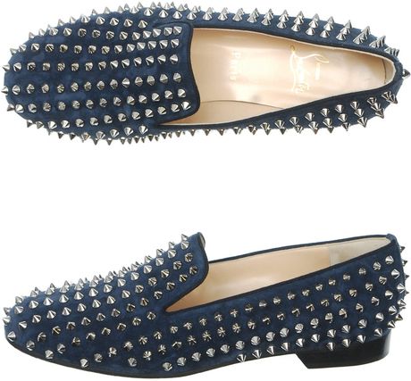 Christian Louboutin Rolling Spike Slipper Shoes in Blue (navy) - Lyst