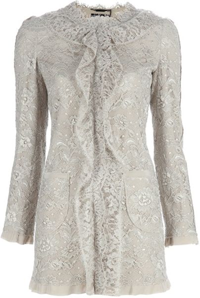 Dolce & Gabbana Lace Detail Jacket in Beige - Lyst