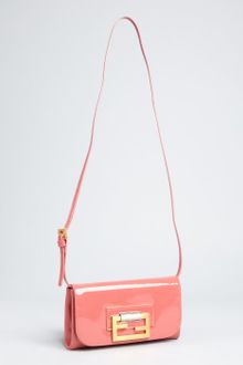 Fendi Salmon Patent Leather Logo Clasp Shoulder Bag - Lyst