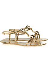 Gucci Embellished Chain and Leather Sandals