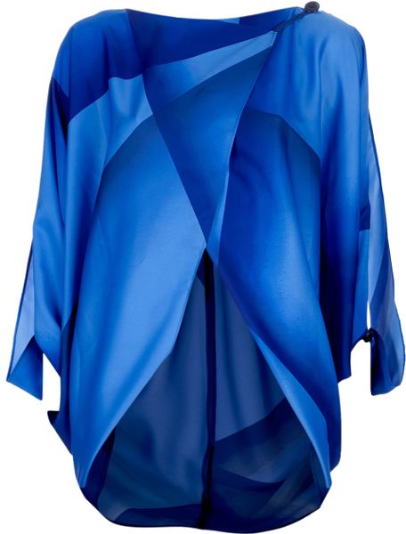 Issey Miyake Loose Blouse in Blue - Lyst