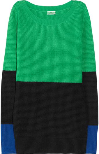 J.Crew Colorblock Waffleknit Cashmere Sweater - Lyst