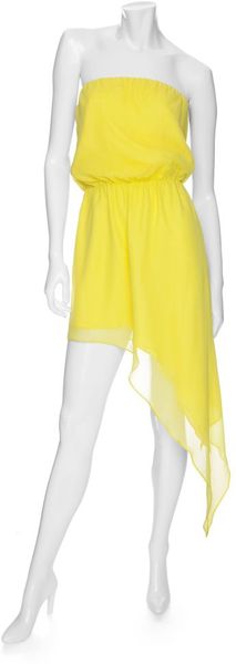  Exclusive Strapless Asymmetrical Hem Chiffon Dress 