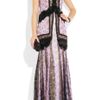Roberto Cavalli Printed Silkchiffon and Lace Gown in Purple (violet) - Lyst