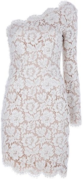 Stella Mccartney Asymmetric Lace Dress in Beige (nude) - Lyst