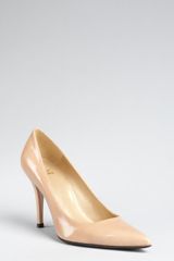 Stuart Weitzman Nude Patent Leather Daisy Pointed Toe Pumps