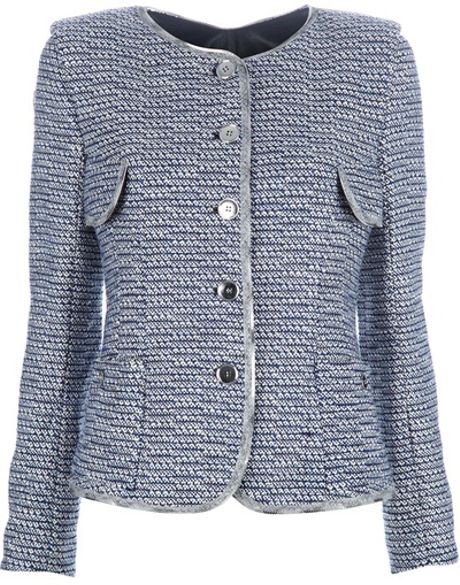 Theyskens' Theory Jezi Collarless Jacket in Blue - Lyst