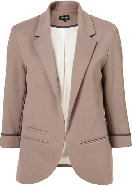 Topshop Ponte Boyfriend Blazer in Purple (mushroom) - Lyst