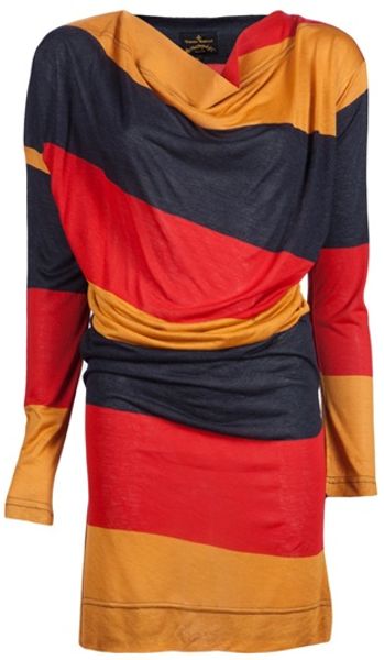 Vivienne Westwood Anglomania Draped Colorblock Dress in Red - Lyst