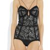 Willow Lasercut Stretchcrepe Bodysuit in Black - Lyst