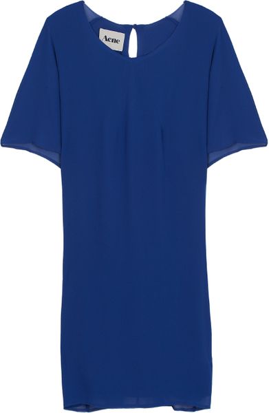 Acne Moreau Crepe Dress in Blue - Lyst