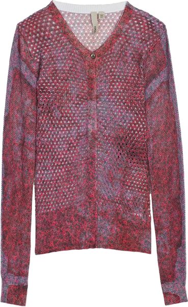 Edun Wrinkle Print Mesh Cardigan in Purple (white) - Lyst