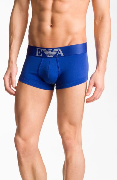 Emporio Armani Stretch Cotton Trunks in Blue for Men (royal blue) - Lyst