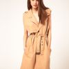 Ganni Ganni Sleeveless Trench Coat in Brown (beige) - Lyst