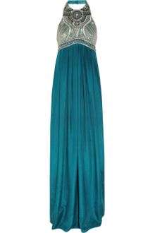 Matthew Williamson Winter Embellished Washed Silk Halter Neck Gown - Lyst